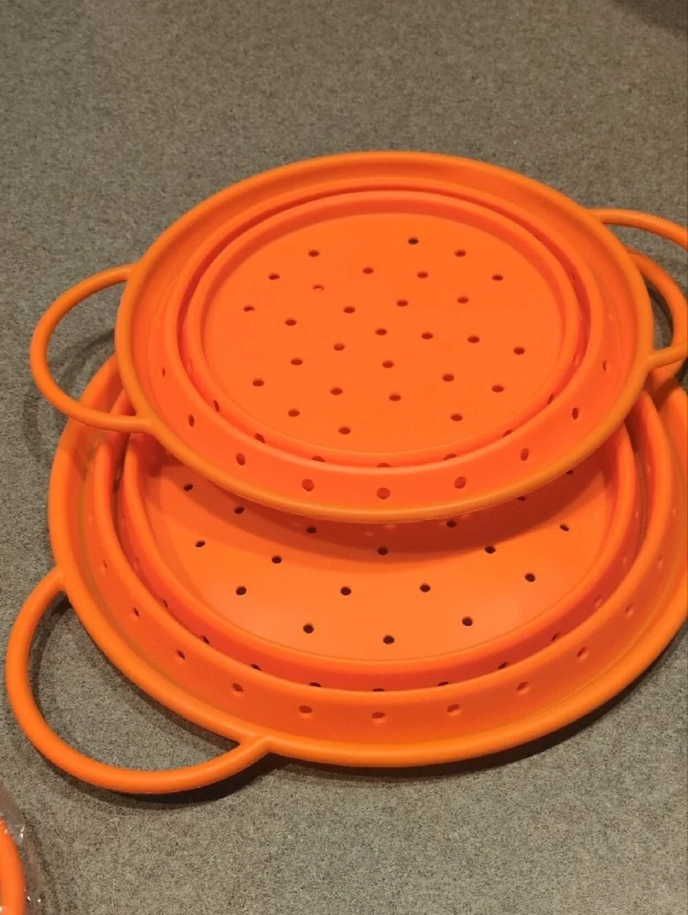 Orange Silicone Collapsible Steamer/Strainer Set New In Package